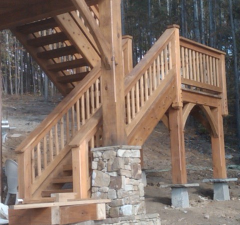 Cypress exterior stair with landing
