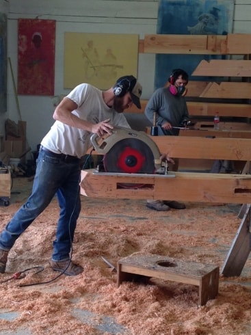 cutting timber frame garage