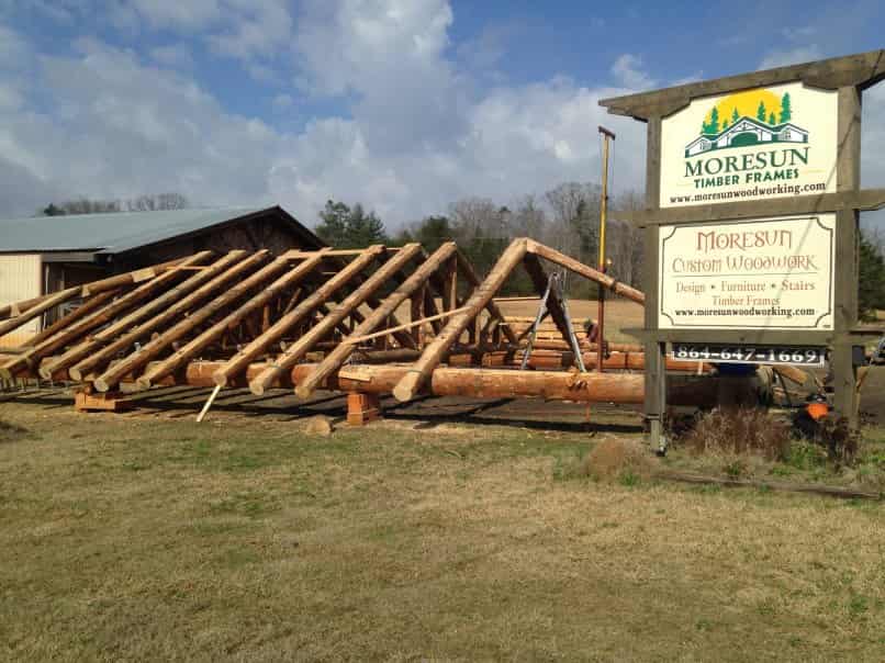fitting up Pine Mountain State Park timber frame pavilion at shop