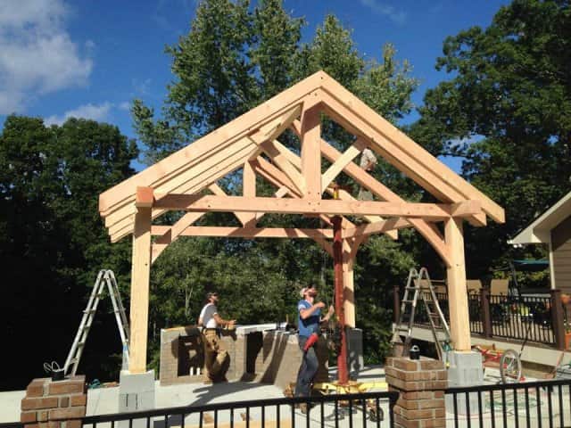 timber frame outdoor kitchen