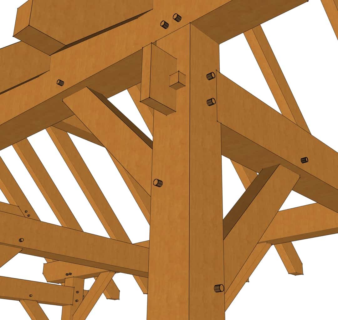 Timber frame through tenon Timber frame through tenon