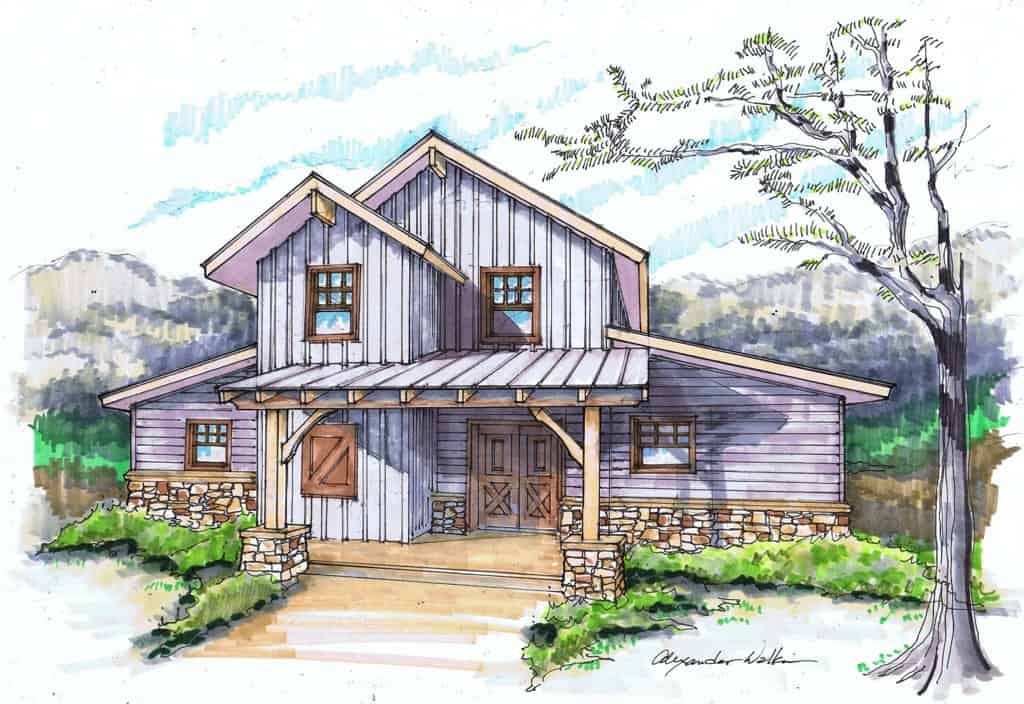 Timber frame home rendering Timber frame home rendering