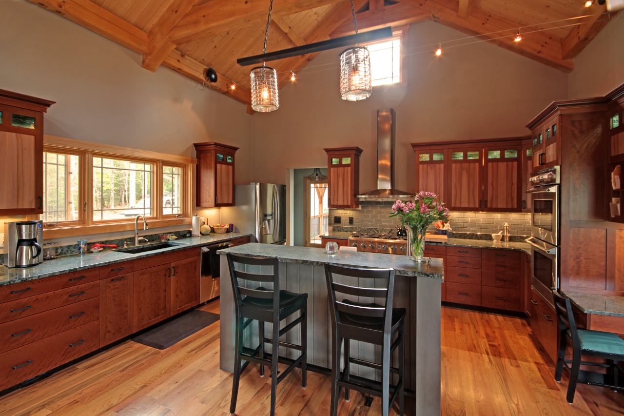 Contemporary timber frame home kitchen