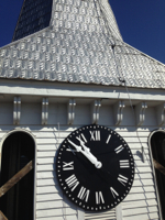 Wooden clock restoration on St. Johns church