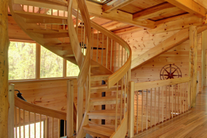 Interior of Hybrid timber frame cabin