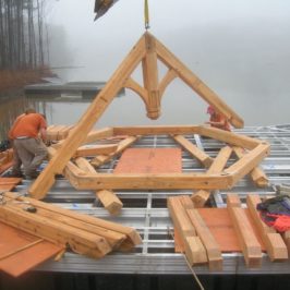 Timber frame gazebo raising