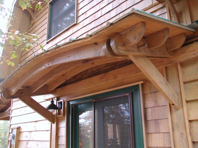 curved timber framed awning