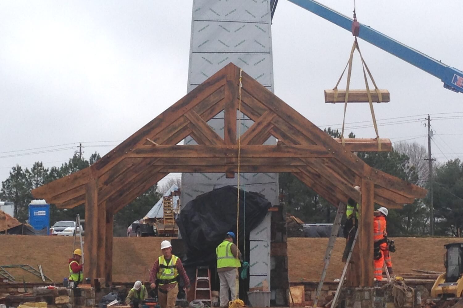 founders chapel timber frame raising