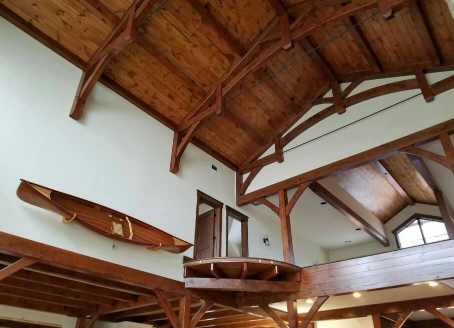 timber frame interior - hammer beam trusses