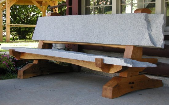 granite bench with back