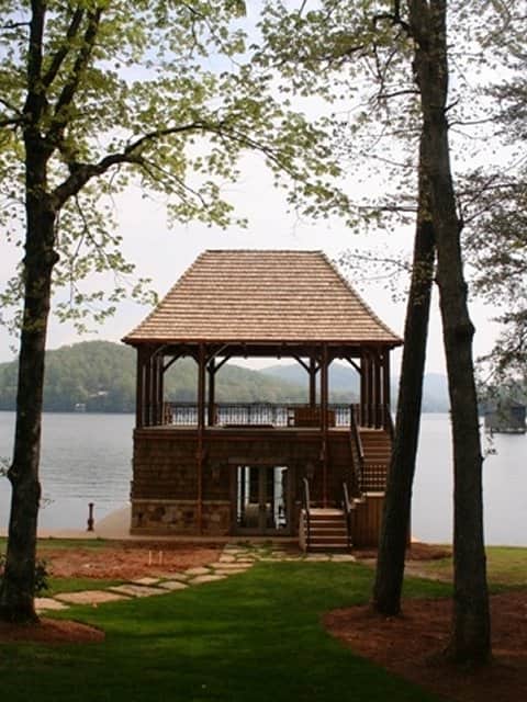 Lake Burton timber frame boathouse