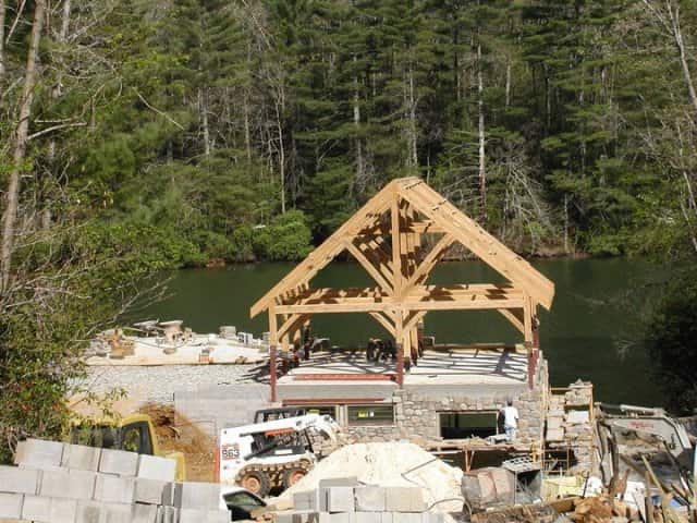 timber frame boathouse construction