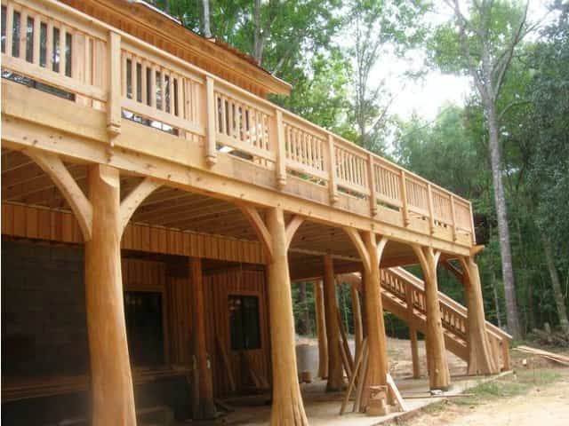 Cypress log deck posts