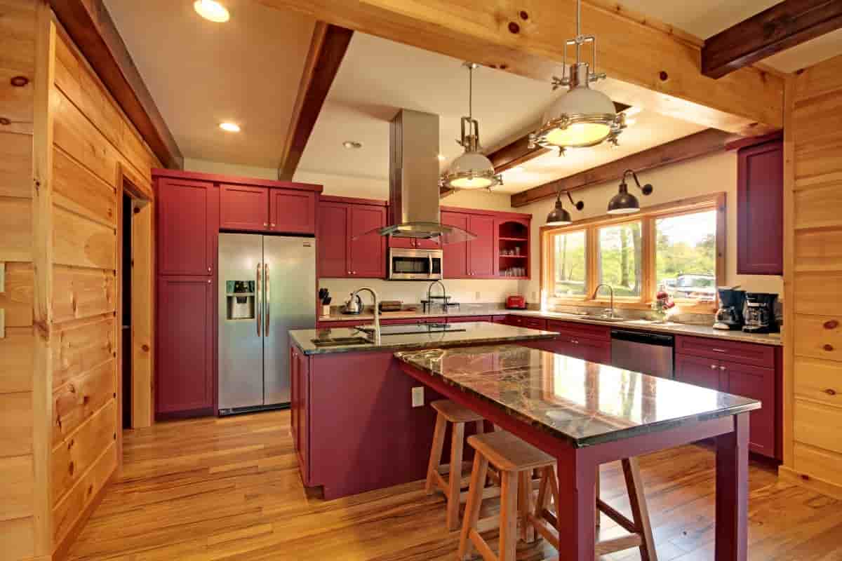 Kitchen in hybrid timber frame home