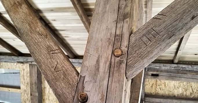 marriage marks in timber frame barn