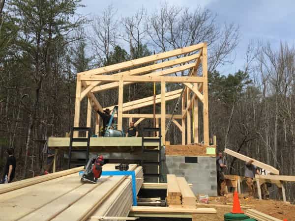 Progress on timber frame raising
