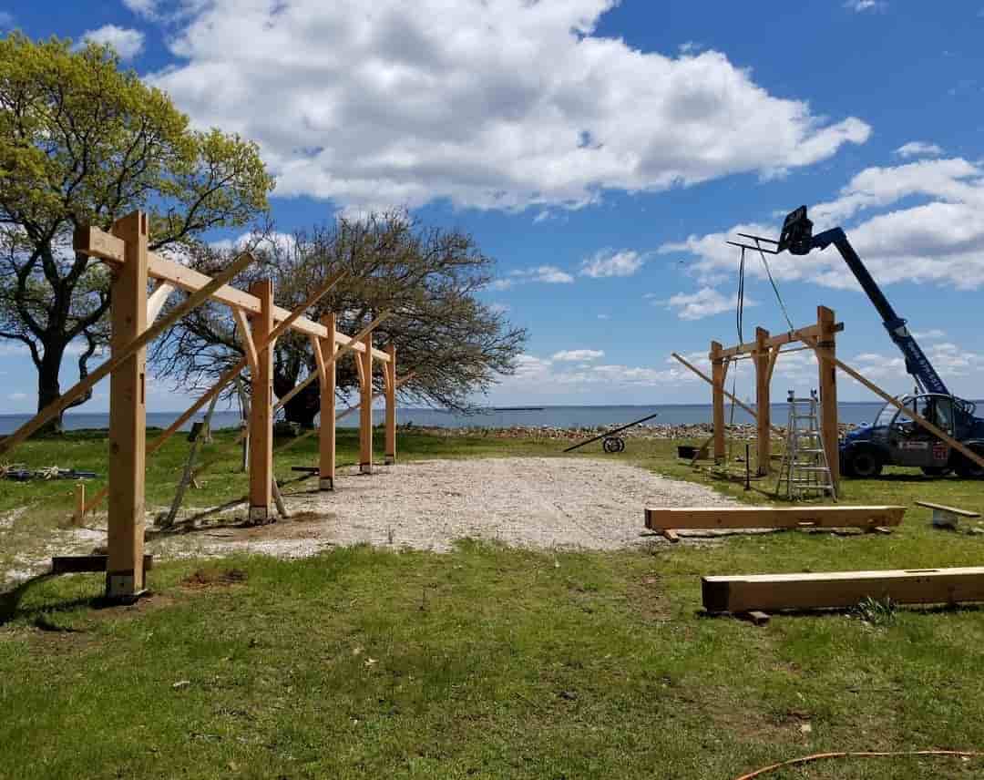 Raising a timber frame pavilion