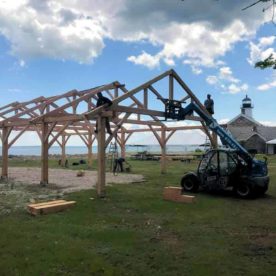 Timber frame island pavilion
