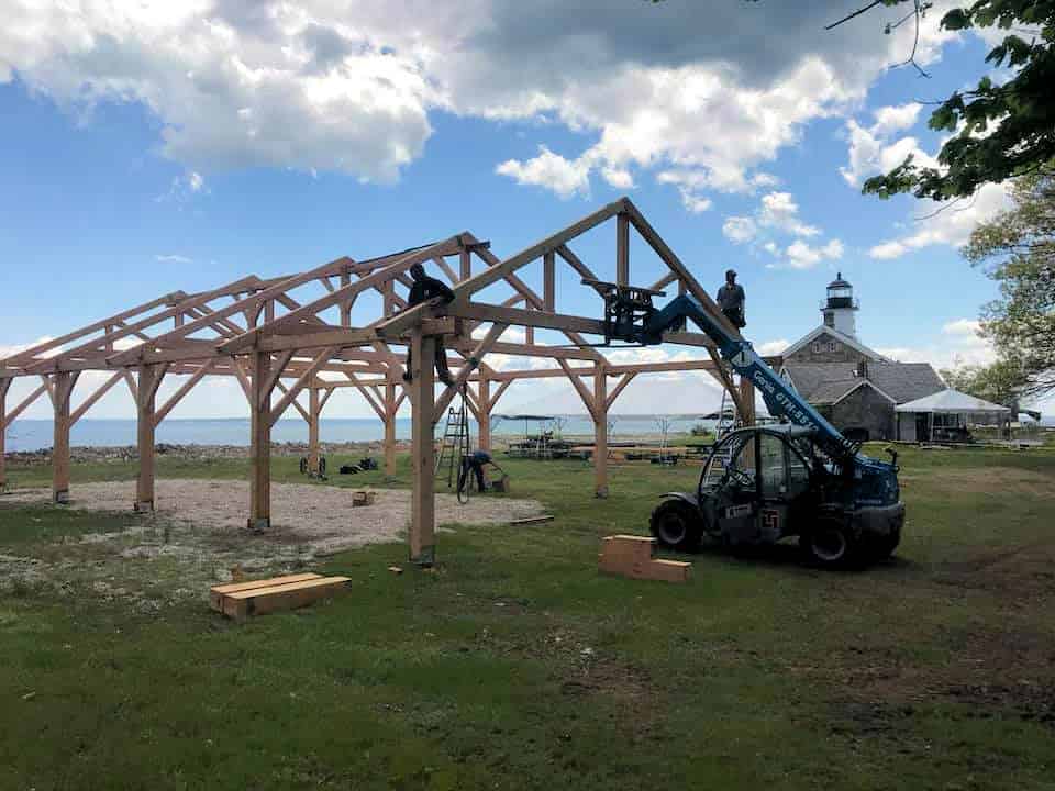 Timber frame island pavilion