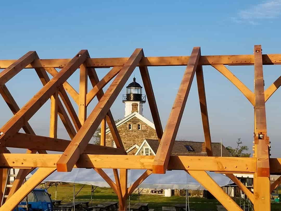 Timber frame pavilion on Sheffield Island
