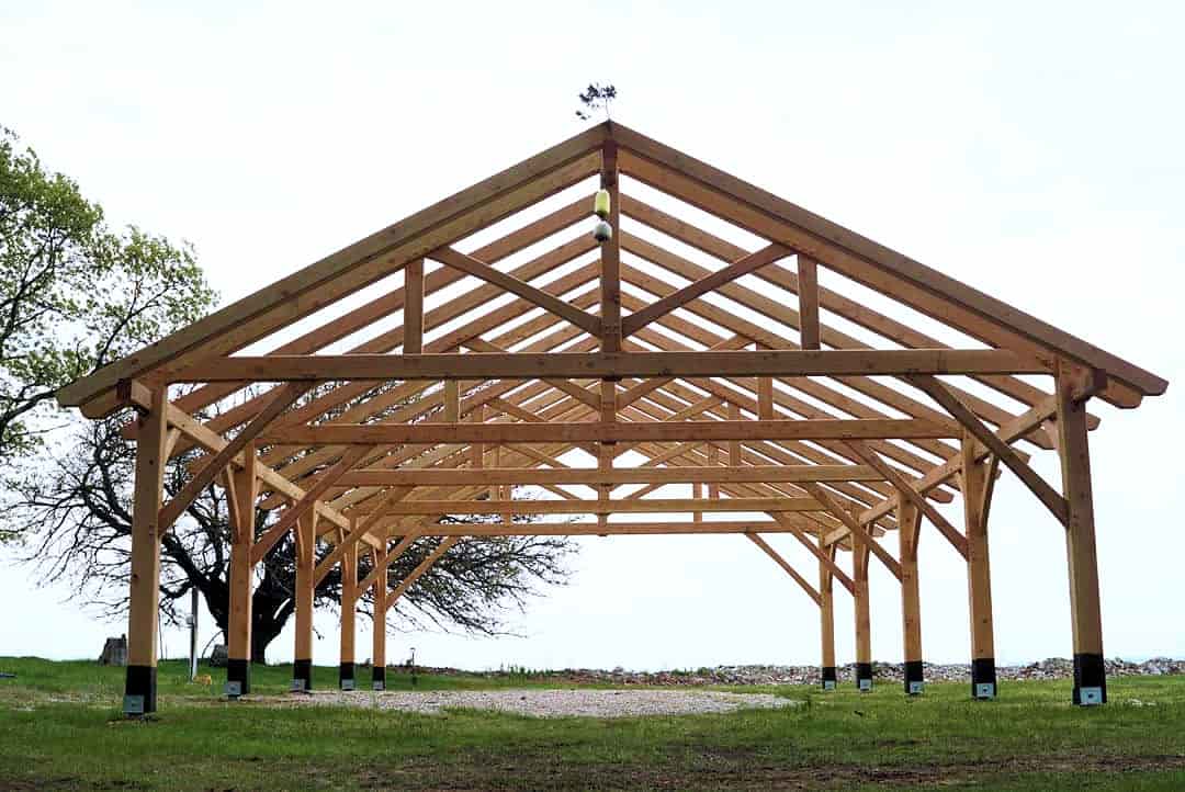 Timber frame pavilion raised