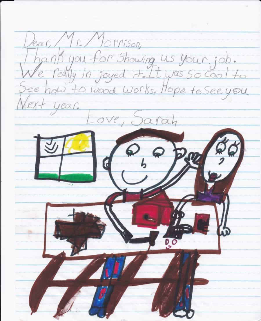 How wood works letter from kid