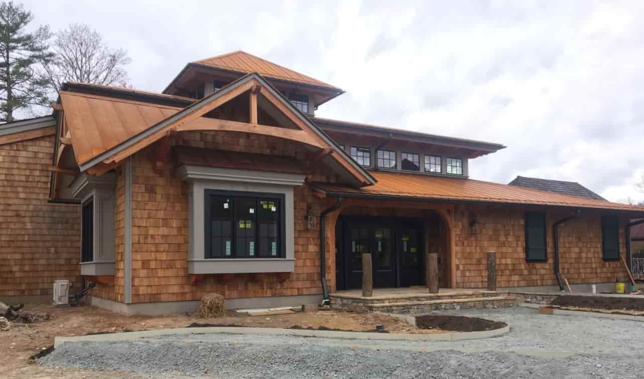 Timber framed activities center at the Village Green