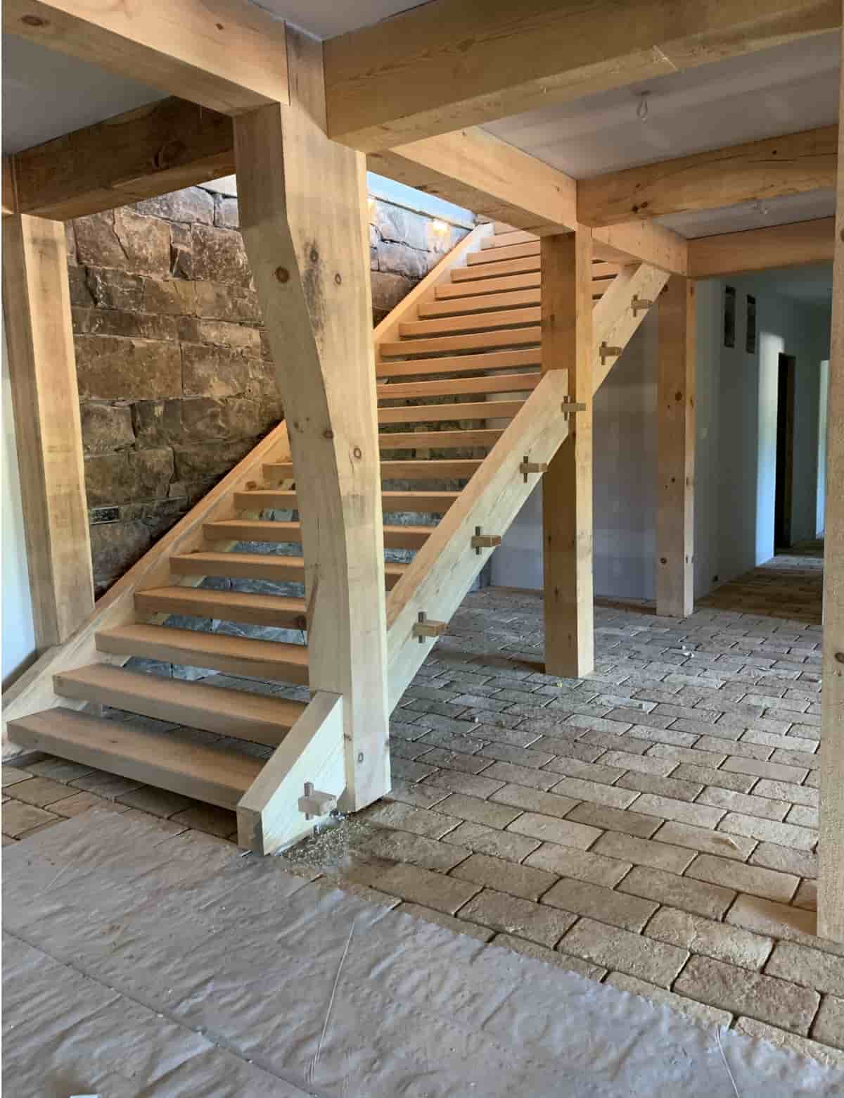 Timber framed staircase with through tenons