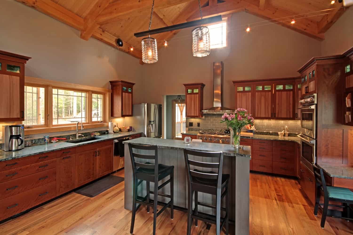 timber frame home kitchen