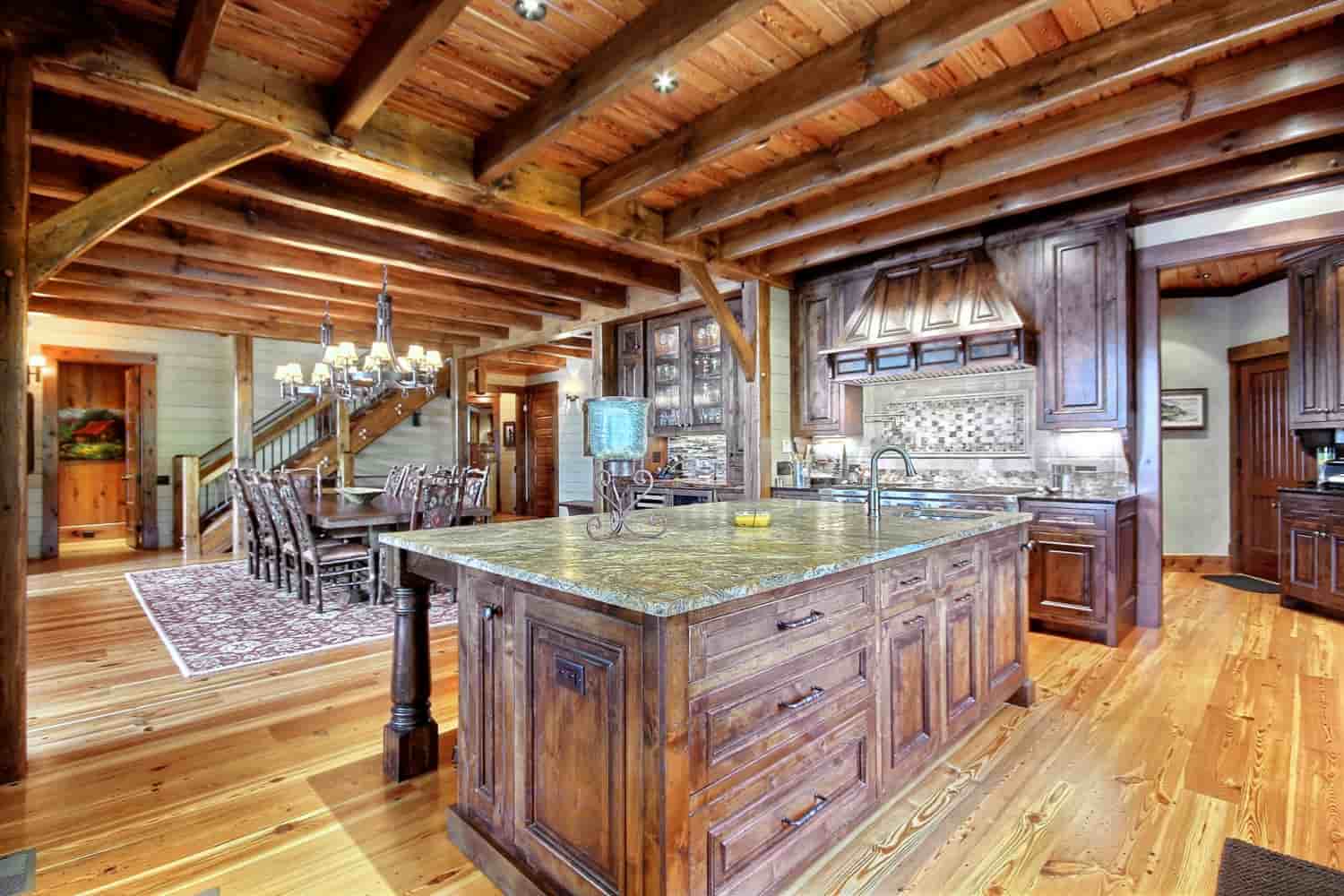 timber frame kitchen and dining