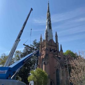 Historic restoration Trinity church steeple repair