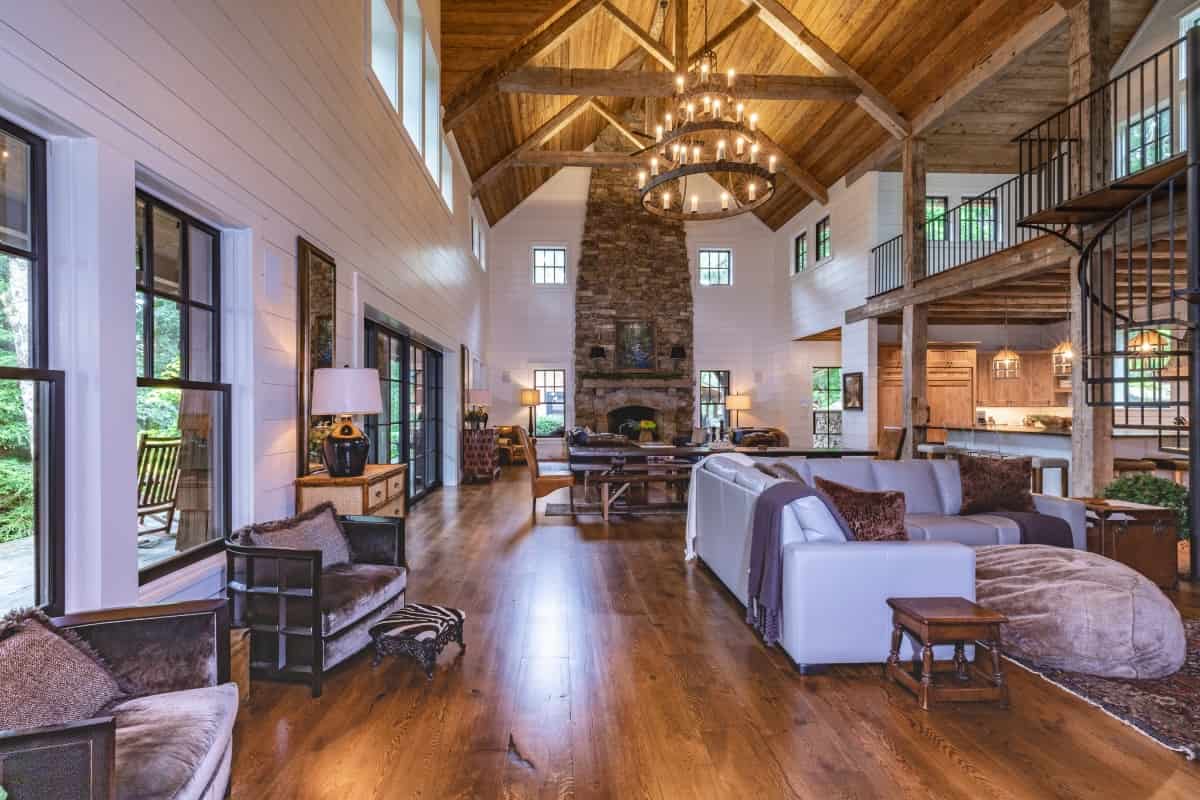 Antique timbers in custom home