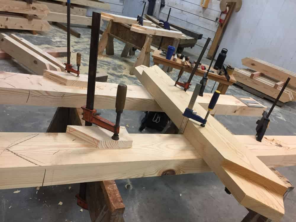 cutting timbers in shop