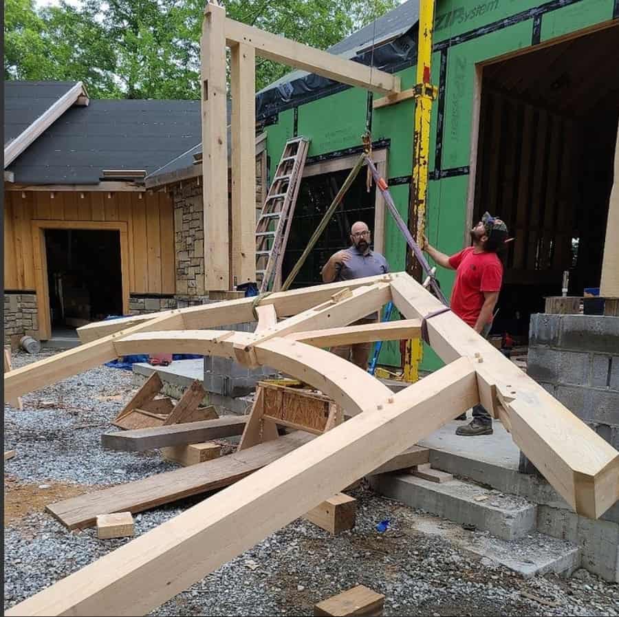 timber frame cypress entry