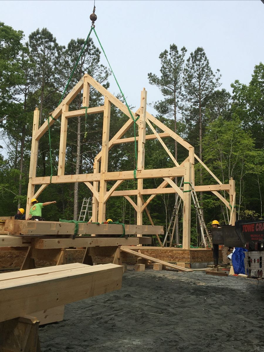 Timber frame raising