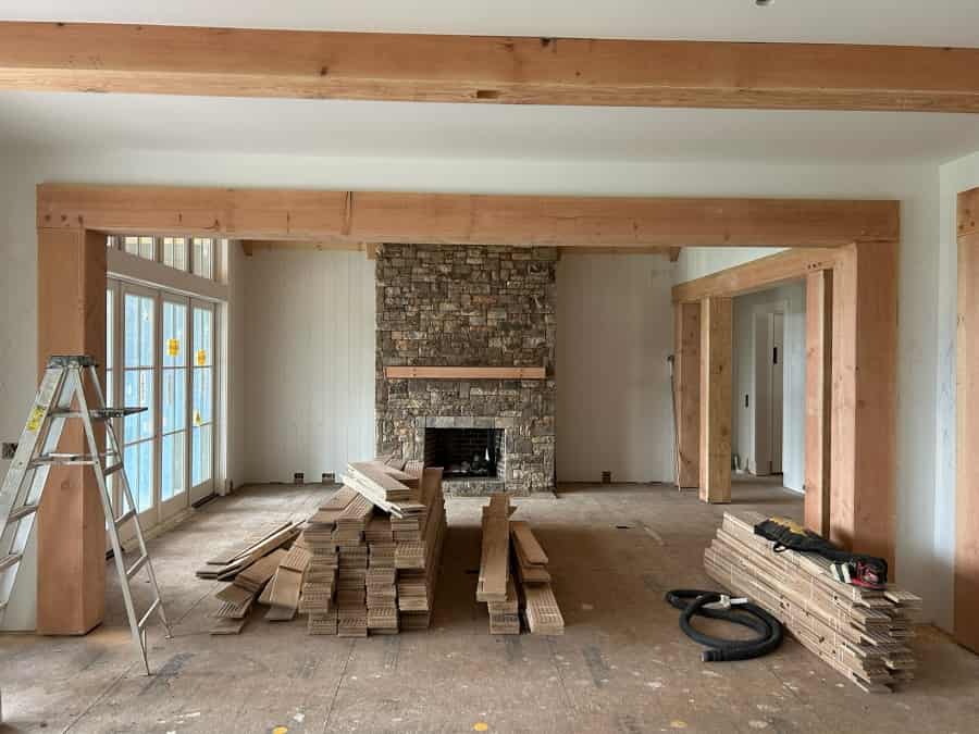 Douglas fir cased opening - box beam