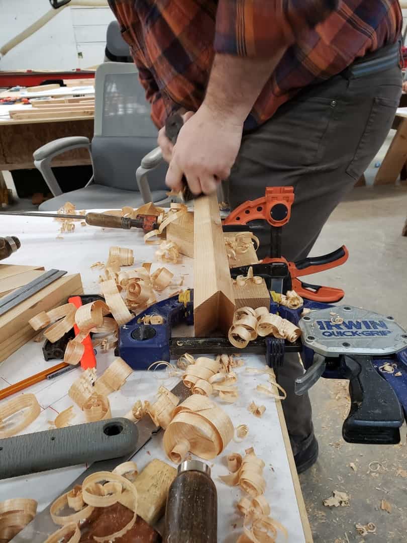 Ben hand planing pieces