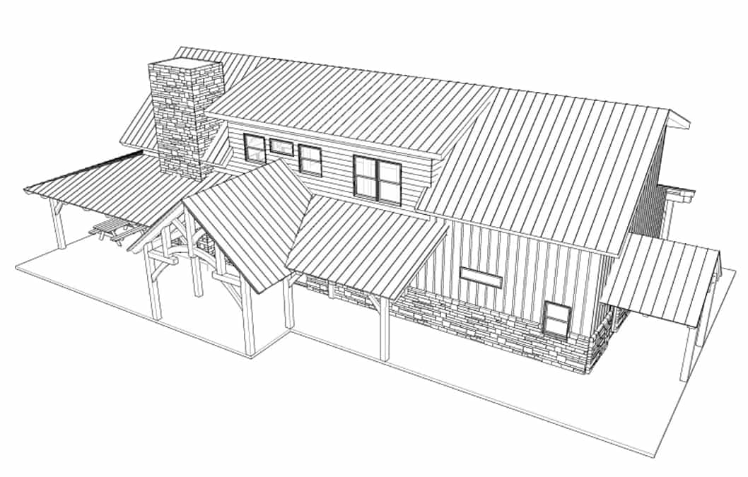 front of timber frame house