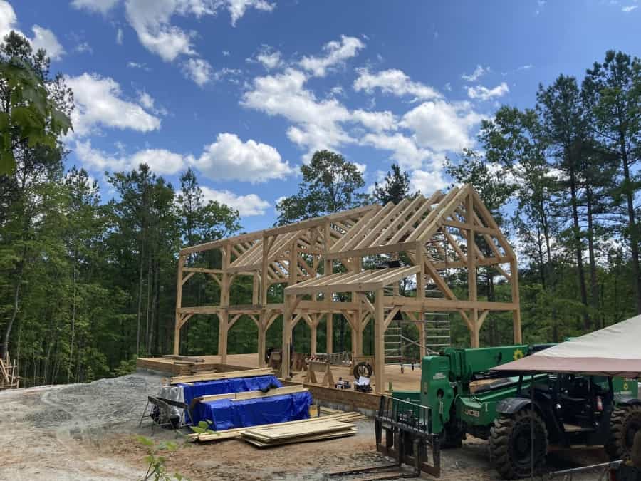 main frame with rafters on