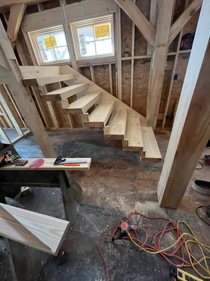 stairs being installed