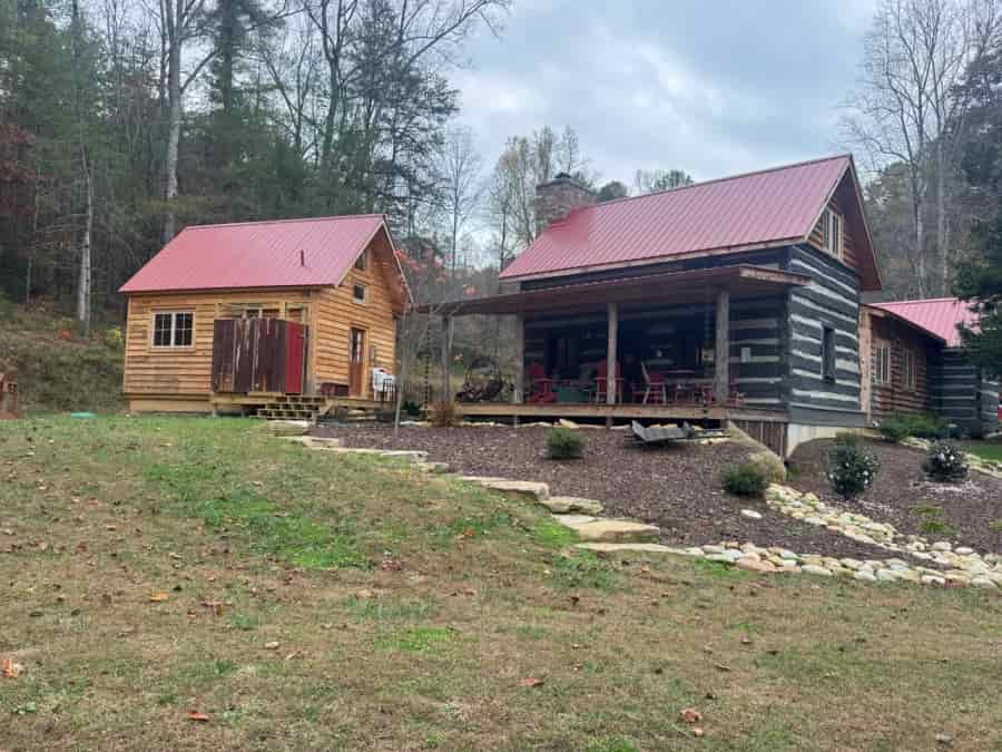 Timber frame and log cabin