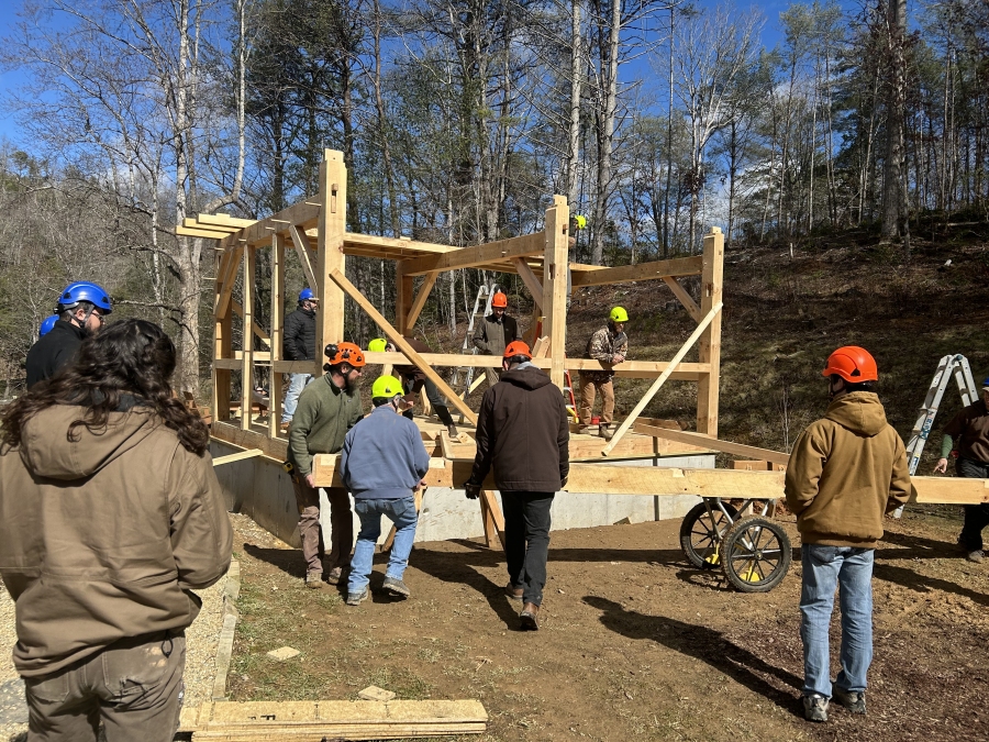 Timber frame class raising